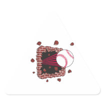 baseball breaking through brick wall triangle stickers