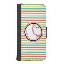 Baseball; Bright Rainbow Stripes Phone Wallet Cases at Zazzle