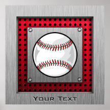 Baseball; Brushed Aluminum look Poster
