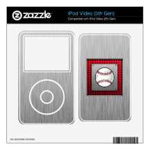 Baseball; Brushed Aluminum look Decal For iPod Video 5G