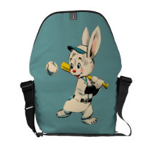 Baseball Bunny In Blue Commuter Bags