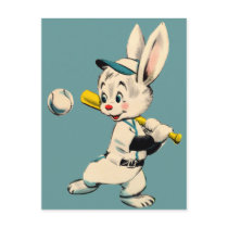 Baseball Bunny In Blue Postcards