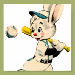 Baseball Bunny In Blue Print