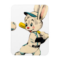 Baseball Bunny In Blue Flexible Magnets
