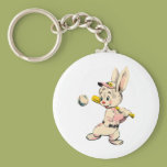 Baseball Bunny In Pink Keychains