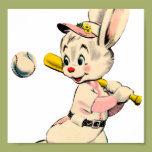 Baseball Bunny In Pink Poster