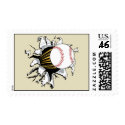 Baseball burst postage stamp