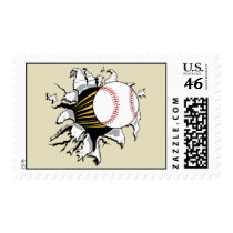Baseball burst postage stamp