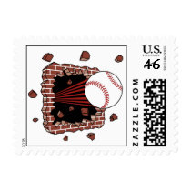 Baseball burst postage stamp