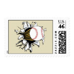 Baseball burst postage stamp