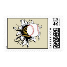 Baseball burst postage stamp