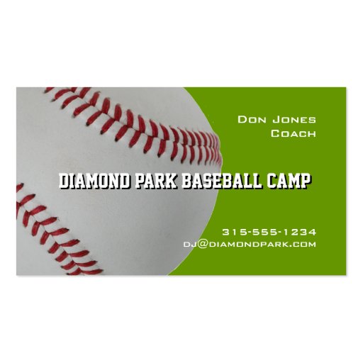 Baseball Camp Coach Business Cards