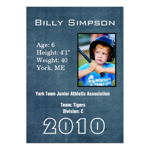 Baseball Cards Business Card (back side)