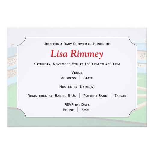 Baseball Carriage Baby Shower Invitation