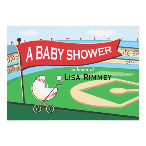 Baseball Carriage Baby Shower Invitation