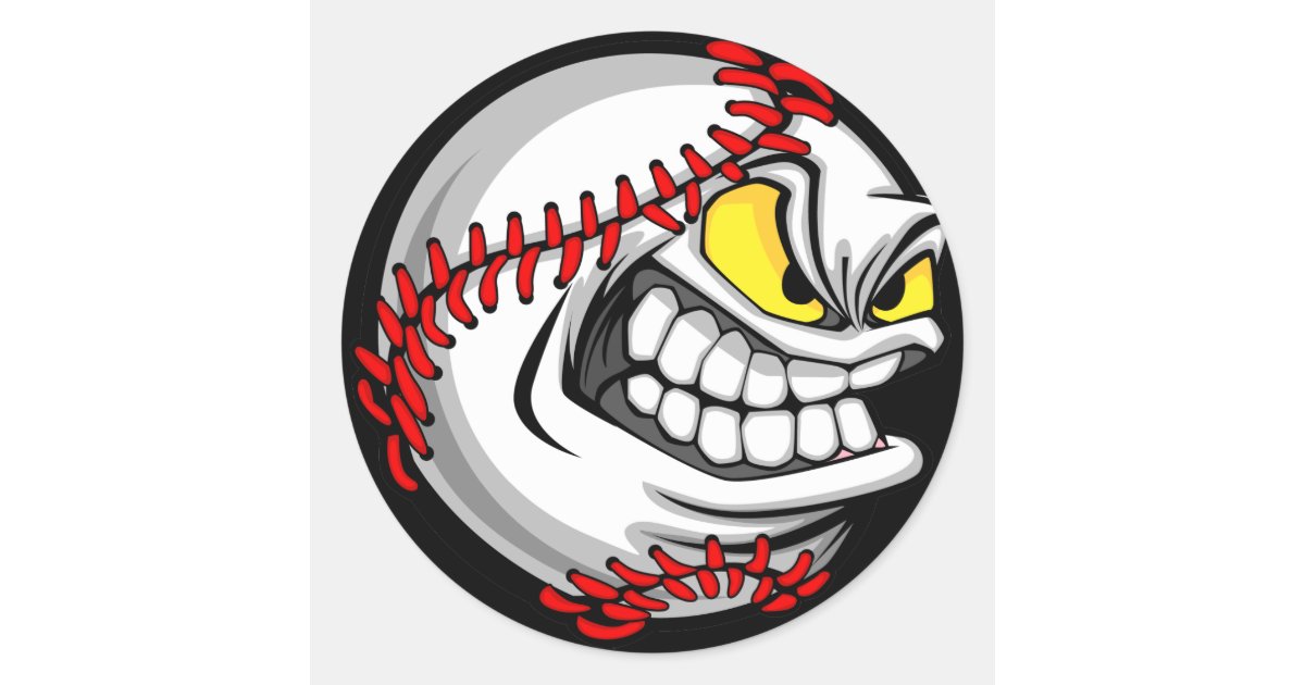 Baseball Cartoon Face Stickers Zazzle