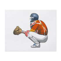 baseball catcher realistic vector illustration flyer design