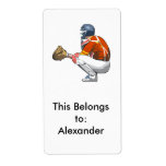 baseball catcher realistic vector illustration personalized shipping labels