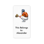 baseball catcher realistic vector illustration personalized address label