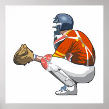 baseball catcher realistic vector illustration poster