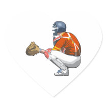 baseball catcher realistic vector illustration heart sticker