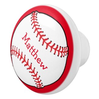 Baseball Ceramic Knob