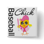 Baseball Chick Button