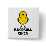 Baseball Chick Pinback Buttons