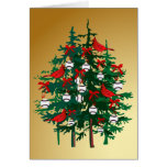 Baseball Christmas Tree with Red Birds Greeting Card