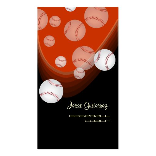Baseball coach business cards (front side)