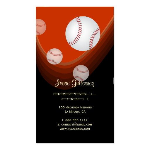 Baseball coach business cards (back side)