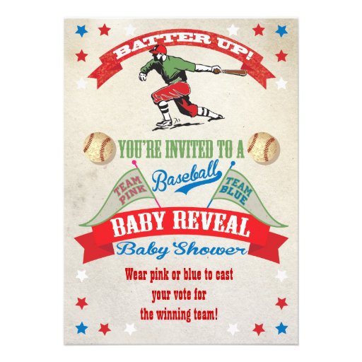 Baseball Couples Baby Reveal Shower Invitations