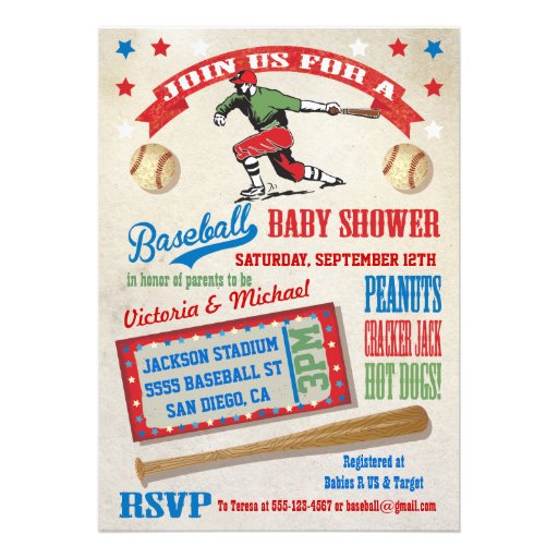 Baseball Couples Baby Shower Invitations (front side)