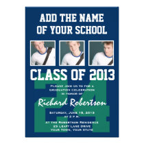 Baseball Dark Blue and Kelly Green Uniform Number invitations