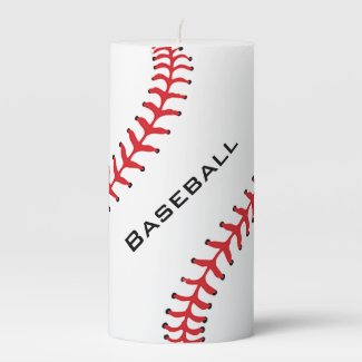 Baseball Design Pillar Candle