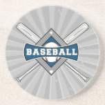 baseball diamond logo gray blue white beverage coasters