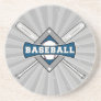 baseball diamond logo gray blue white beverage coasters
