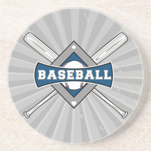 baseball diamond logo gray blue white coaster | Zazzle