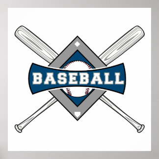 baseball diamond logo gray blue white posters