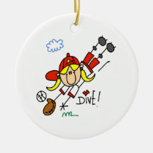 Baseball Dive Girls Softball T-shirts and Gifts Christmas Ornaments