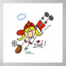 Baseball Dive Girls Softball T-shirts and Gifts Posters