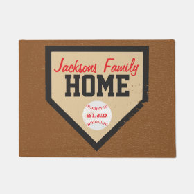 Baseball Family Home Plate Name and Year Doormat