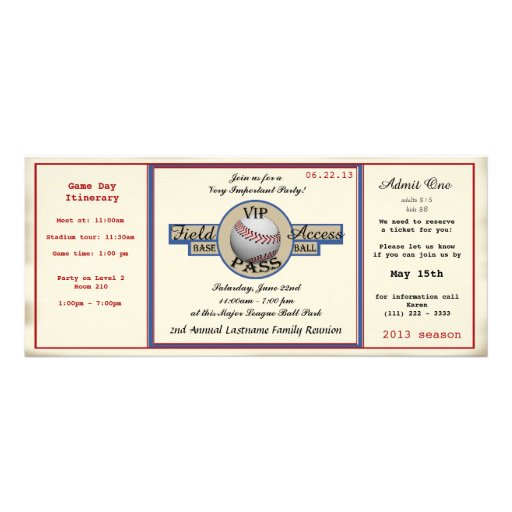 Baseball Family Reunion Pass Announcements (front side)