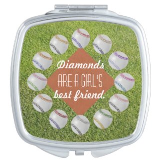 Baseball Fan-tastic_Diamonds_Girl's Best Friend Compact Mirror
