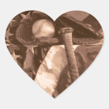Baseball Fan's Heart Sticker
