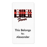 baseball fever red and black personalized shipping label