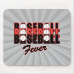 baseball fever red and black mouse pad
