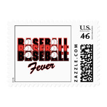 baseball fever red and black postage stamp