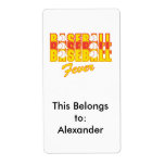baseball fever red and yellow personalized shipping labels