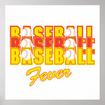 baseball fever red and yellow posters